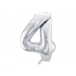Narozeninový balónek fóliový 4 stříbrný 86 cm